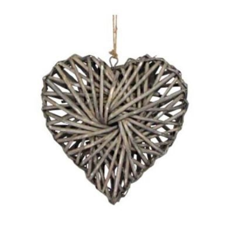 Rustic woven Willow love heart hanging decoration by Gisela Graham. This vintage style heart would make a beautiful gift for a wedding or to a loved one. 24x24x7cm